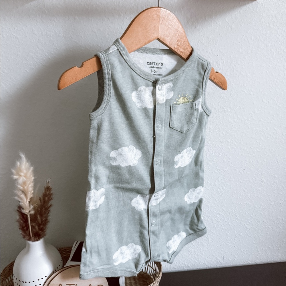 Carter's Sleeveless Romper with Cloud Design
